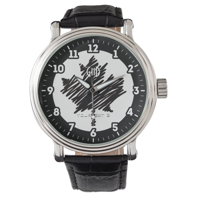 Die kanadische Flagge schwarzer Ahornleaf personal Armbanduhr (Vorderseite)