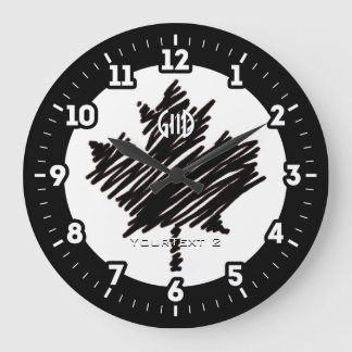 Die kanadische Flagge schwarzer Ahornleaf personal Große Wanduhr