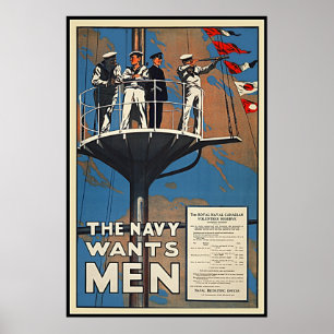 Die kanadische Marine will Männer Vintages WW2 Poster