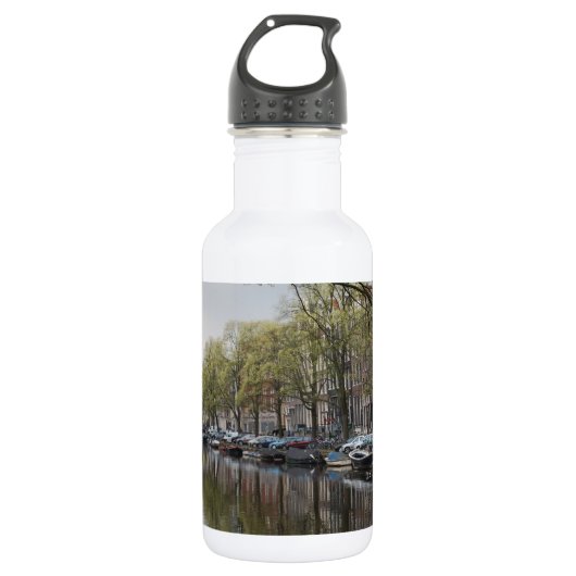 Die Kanäle von Amsterdam Edelstahlflasche (Vorderseite)