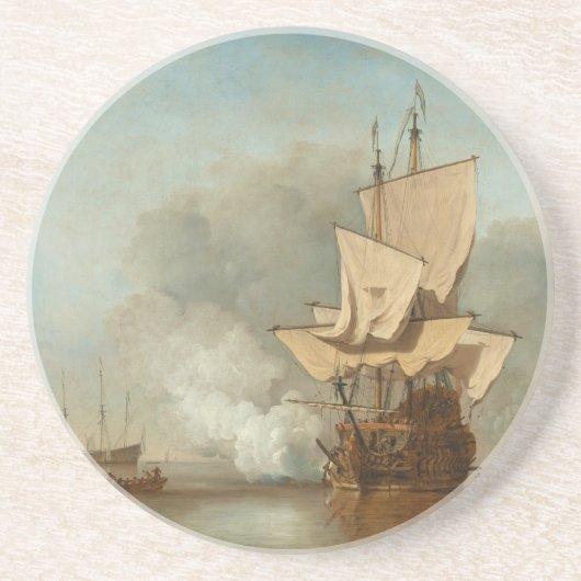 Die Kanone schoss durch Willem van de Velde das Getränkeuntersetzer (Vorne)