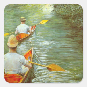 Die Kanus, Perissoires von Gustave Caillebotte Quadratischer Aufkleber