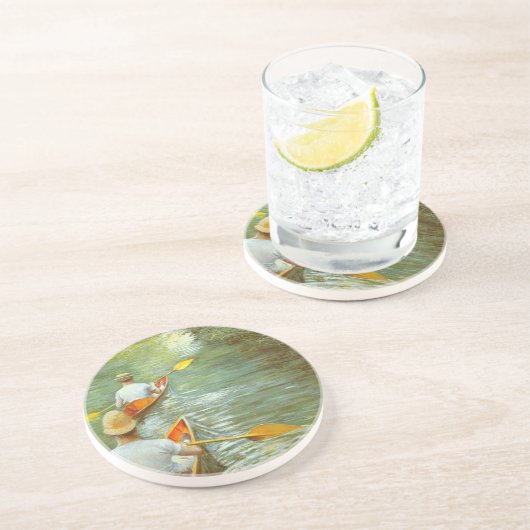 Die Kanus, Perissoires von Gustave Caillebotte Sandstein Untersetzer (Seite)