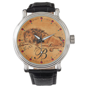 DIE KAP-LION NACH UNTEN, Orange-Gelbe Monogramm Armbanduhr