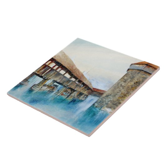 Die Kapellbrücke in Luzern (Schweiz) Fliese (Seite)