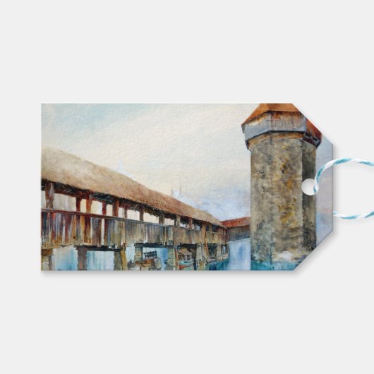 Die Kapellbrücke in Luzern (Schweiz) Geschenkanhänger (Vorderseite (Horizontal))