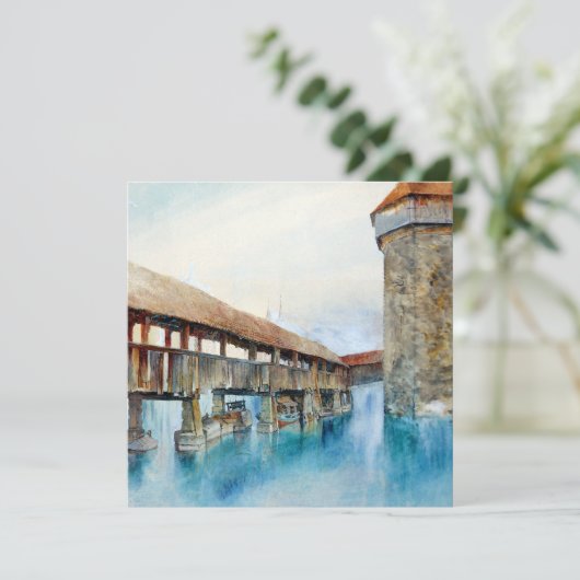 Die Kapellbrücke in Luzern (Schweiz) Karte (Stehend Vorderseite)