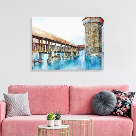 Die Kapellbrücke in Luzern (Schweiz) Leinwanddruck (Insitu (Wohnzimmer))