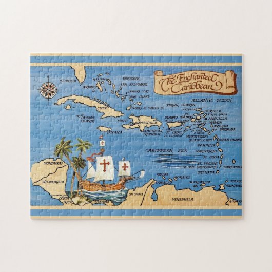 Die Karibik-Karte 11x14 Puzzle (Horizontal)
