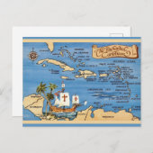Die Karibikkarte Postkarte (Vorne/Hinten)
