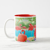 Die karibische rosa Flamingo-Tasse Zweifarbige Tasse (Links)