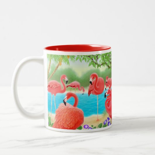 Die karibische rosa Flamingo-Tasse Zweifarbige Tasse (Links)