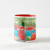 Die karibische rosa Flamingo-Tasse Zweifarbige Tasse (Mittel)