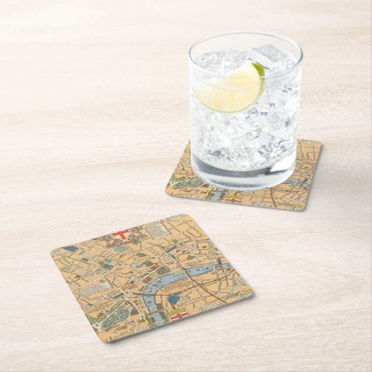 Die Karte der Kinder von London, England Rechteckiger Pappuntersetzer (Vor Ort)