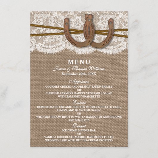 Die Karte der rustikalen Horseshoe Wedding Collect (Vorderseite)