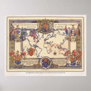 Die Karte des Commonwealth of Nations oder des Bri Poster