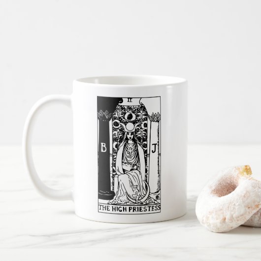 Die Karte des Hohepriestess-Tarots Kaffeetasse (Mit Donut)