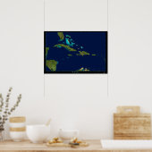 Die Karte des karibischen Satellitenplakats für da Poster (Küche)