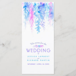 Die Karte mit blauen Kaskaden und blühenden Aquare