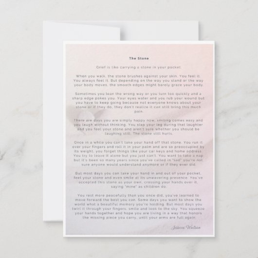 Die Karte Stone in voller Größe für Trauer oder Ve (Vorderseite)