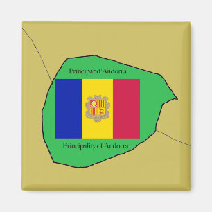 Die Karte und die Flagge von Andorra Magnet