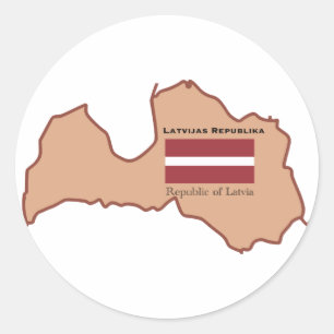 Die Karte und die Flagge von Lettland Runder Aufkleber