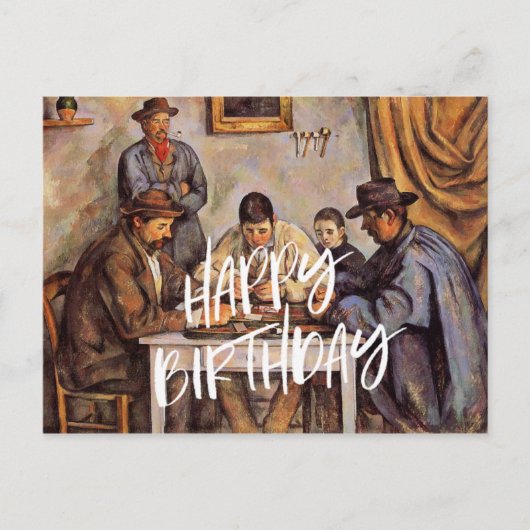 Die Kartenspieler, glücklich zum Geburtstag Postkarte (Vorderseite)