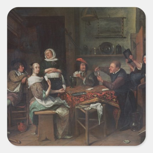 Die Kartenspieler Quadratischer Aufkleber (Vorderseite)