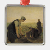 Die Kartoffel-Ernte Silbernes Ornament (Vorne)