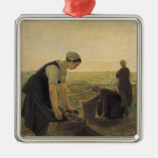 Die Kartoffel-Ernte Silbernes Ornament (Vorne)