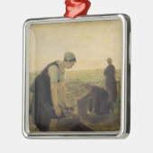 Die Kartoffel-Ernte Silbernes Ornament (Links)