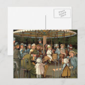 Die Karussell-Vintage Illustration Postkarte (Vorne/Hinten)