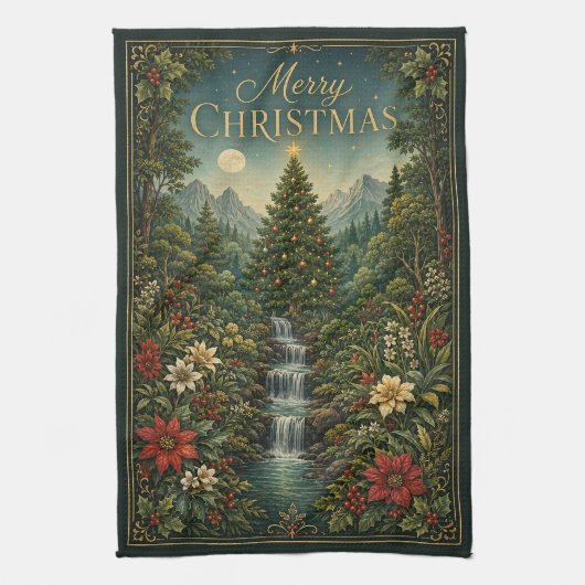 Die Kaskade der Weihnachtsmagie Geschirrtuch (Vertikal)