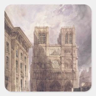 Die Kathedrale von Notre Dame, Paris, 1836 Quadratischer Aufkleber