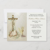 Die katholische Erste Heilige Kommunion des Kindes Einladung (Vorderseite)