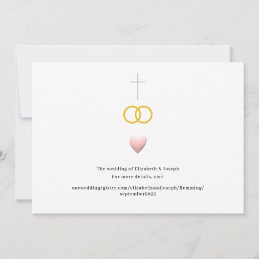 Die katholische Hochzeit in Rosa und Weiß Rette de Save The Date (Rückseite)