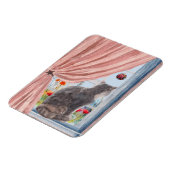 Die Katze an den Landschaftlichen Blume des Fenste Magnet (Linke Seite)