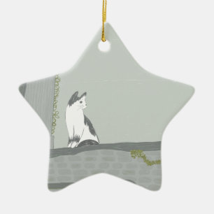 Die Katze auf dem Zaun Keramik Ornament