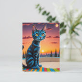 Die Katze auf einem Skateboard Postkarte (Stehend Vorderseite)