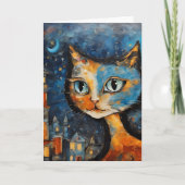 Die Katze bei Nacht in der Stadt Karte (Vorderseite)