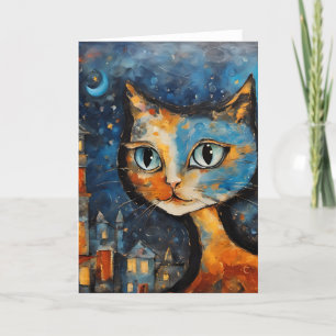 Die Katze bei Nacht in der Stadt Karte