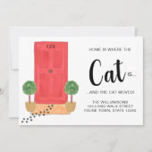 Die Katze bewegt sich auf der Zuhause Ankündigung (Vorderseite)
