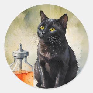Die Katze des Alchemist Runder Aufkleber