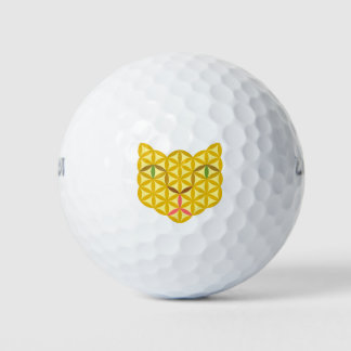 Die Katze des Lebens - heilige Tiere, groß, gelb. Golfball