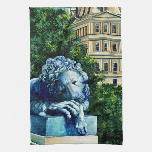 Die Katze, die die Kanaren isst Geschirrtuch (Vertikal)