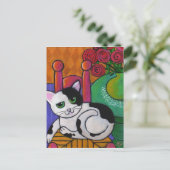 Die Katze entdecken Postkarte (Stehend Vorderseite)