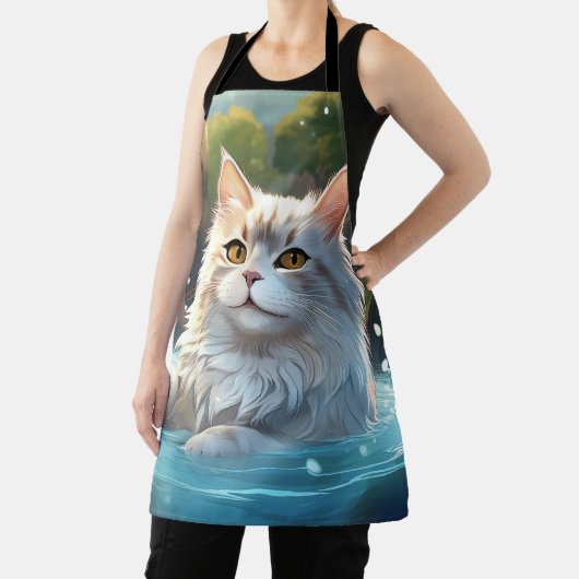 Die Katze genießt einen heißen Frühling: Allround- Schürze (InSitu)