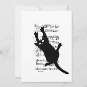 Die Katze hängt an Noten Einladung