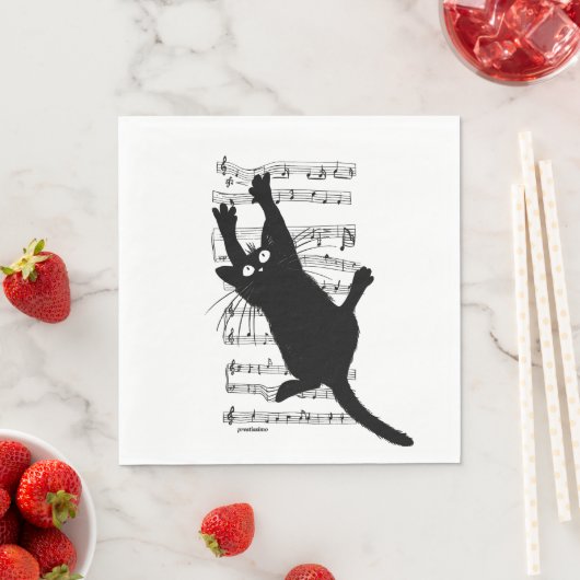 Die Katze hängt an Noten Serviette (Beispiel)