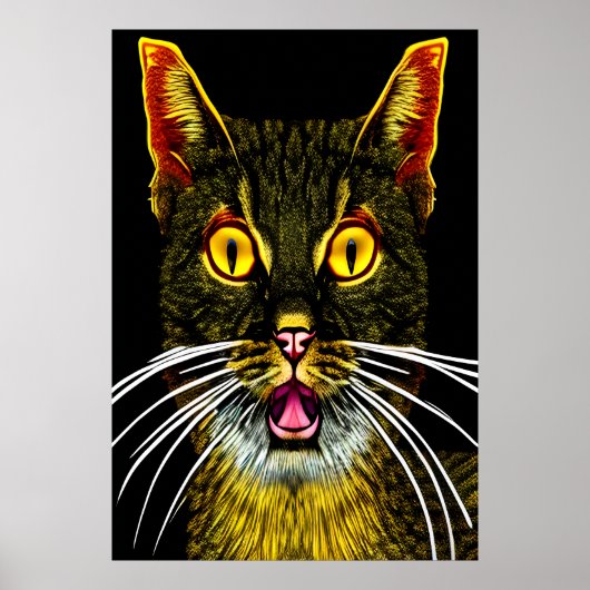 Die Katze hat Angst | AI Art Poster (Vorne)